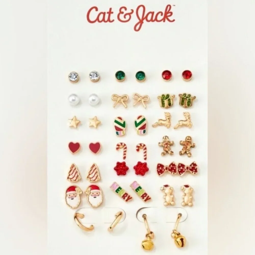 Target Cat & Jack Nickel Free Christmas Holiday Festive Earrings 20 Pairs New